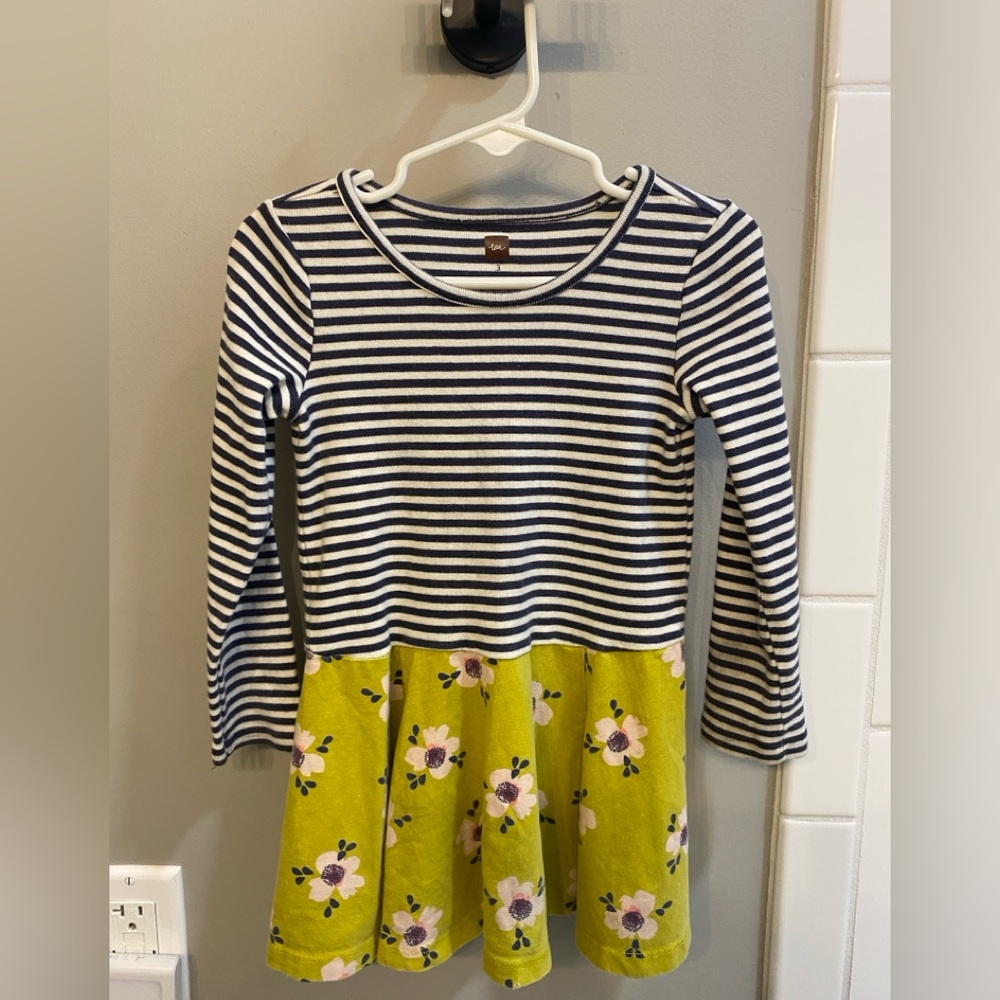 Tea Collection Striped and Floral Long Sleeve Dress / Size 3 / GUC